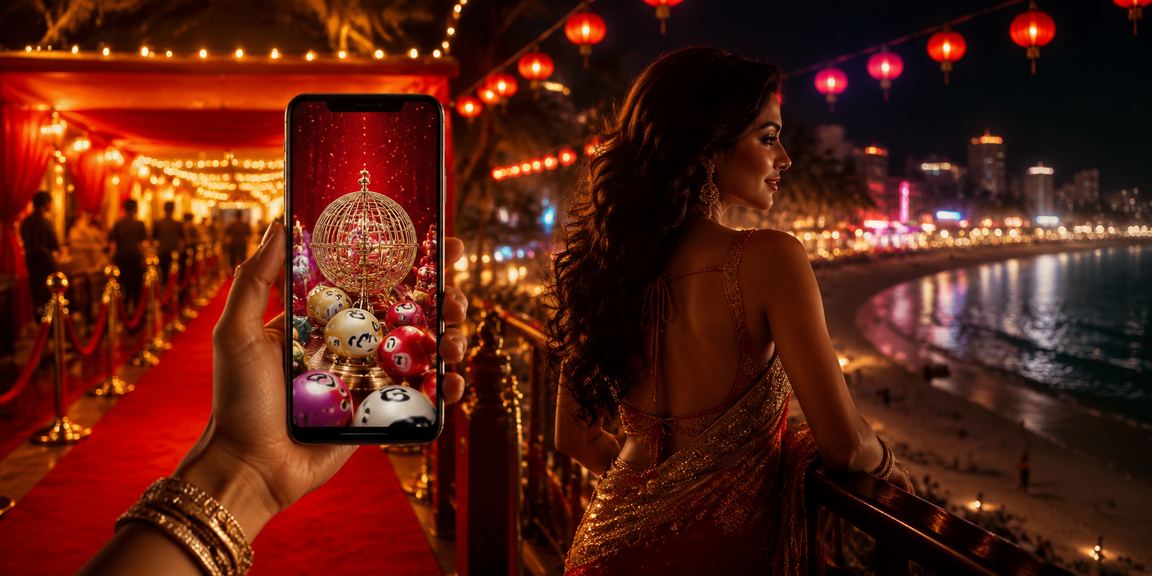 Bollywood movie marquee with lottery and betting theme